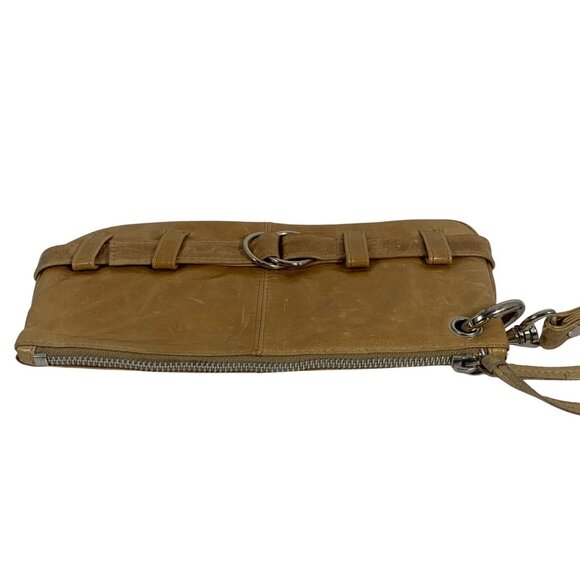 LATICO USA Camel Tan Leather Top Zip Tassel Women's Wristlet Clutch Bag - Picture 4 of 9